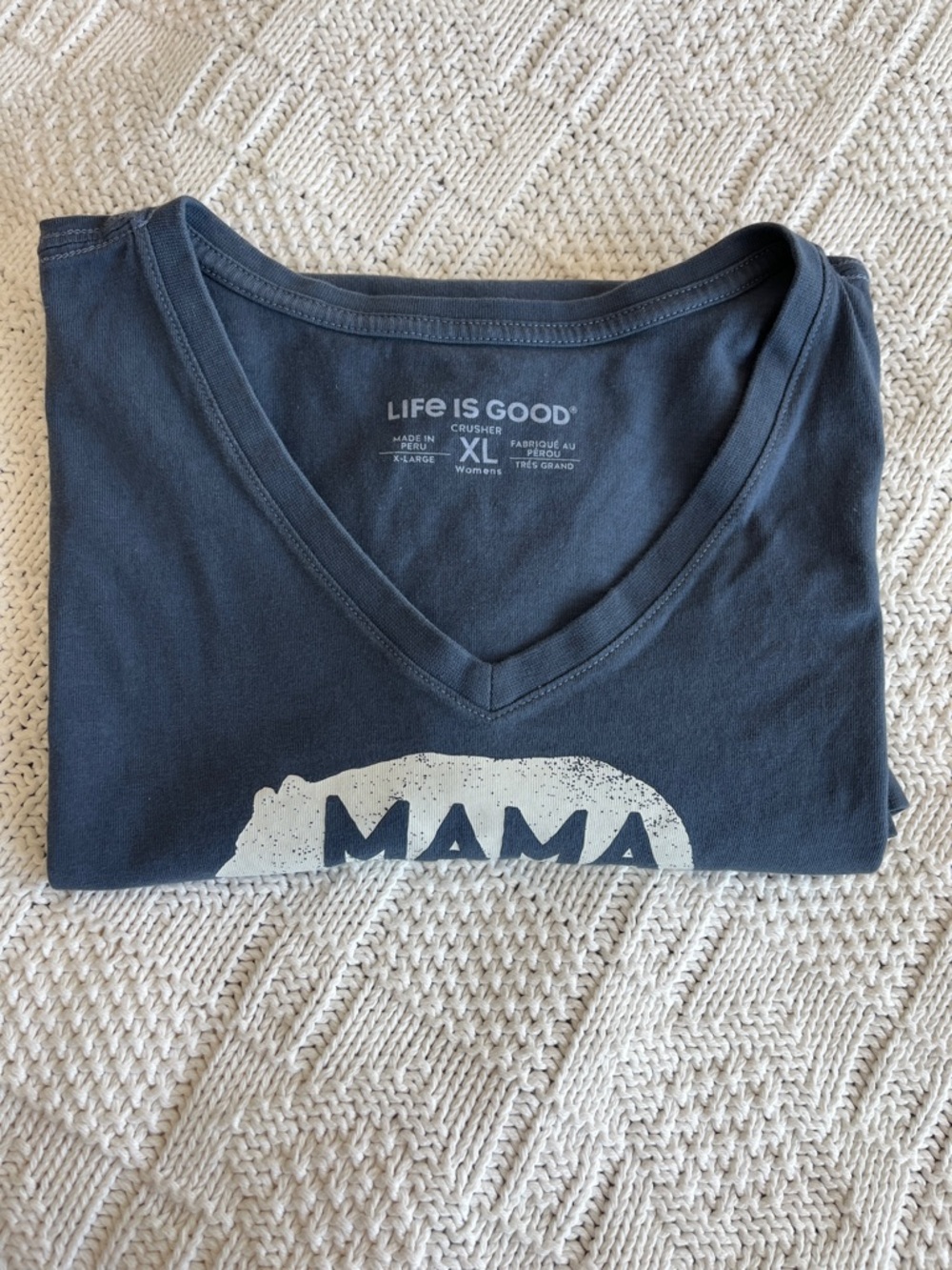 Life is Good Mama Bear Silhouette Short Sleeve Crusher Vee in Darkest Blue Sz XL - Picture 10 of 11